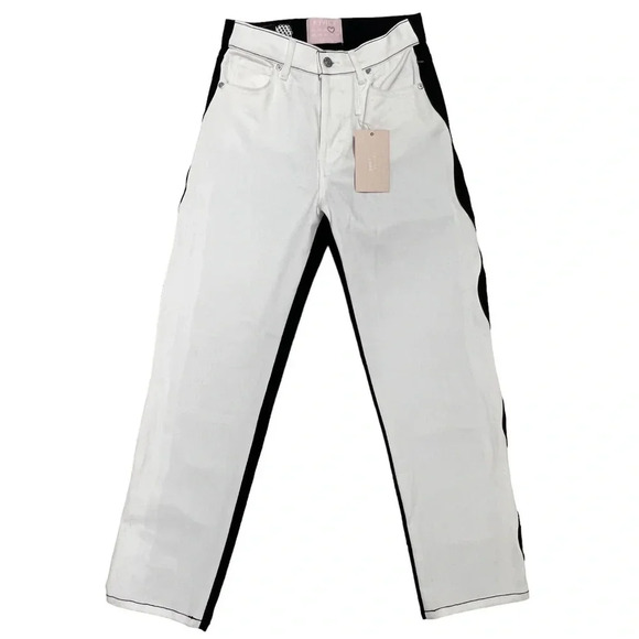 Revice Ex Boyfriend On Off Again Button Fly White Black Media Denim Size 26 - Picture 5 of 13
